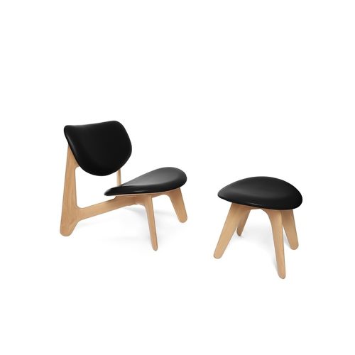 Slab Lounge Chair Natural Leather, Black - Gessato Design Store