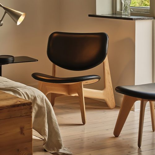 Slab Lounge Chair Natural Leather, Black - Gessato Design Store