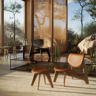 Slab Lounge Chair Black Leather, Black - Gessato Design Store