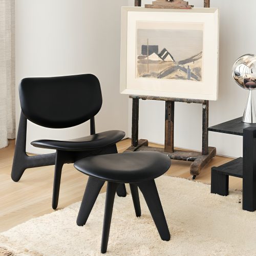 Slab Lounge Chair Black Leather, Black - Gessato Design Store