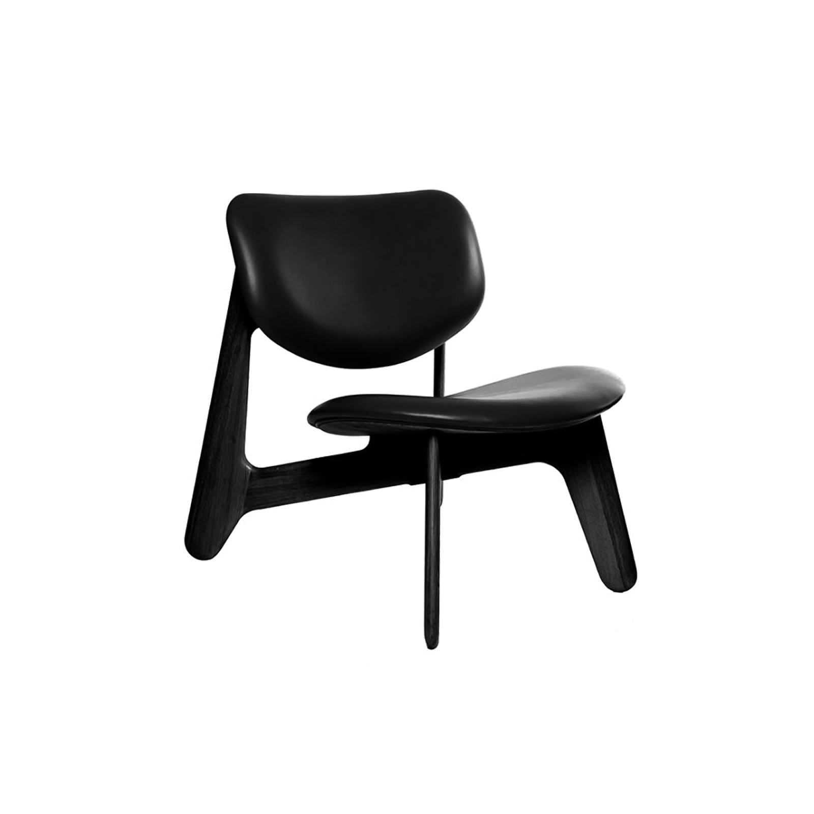 Slab Lounge Chair Black Leather, Black - Gessato Design Store