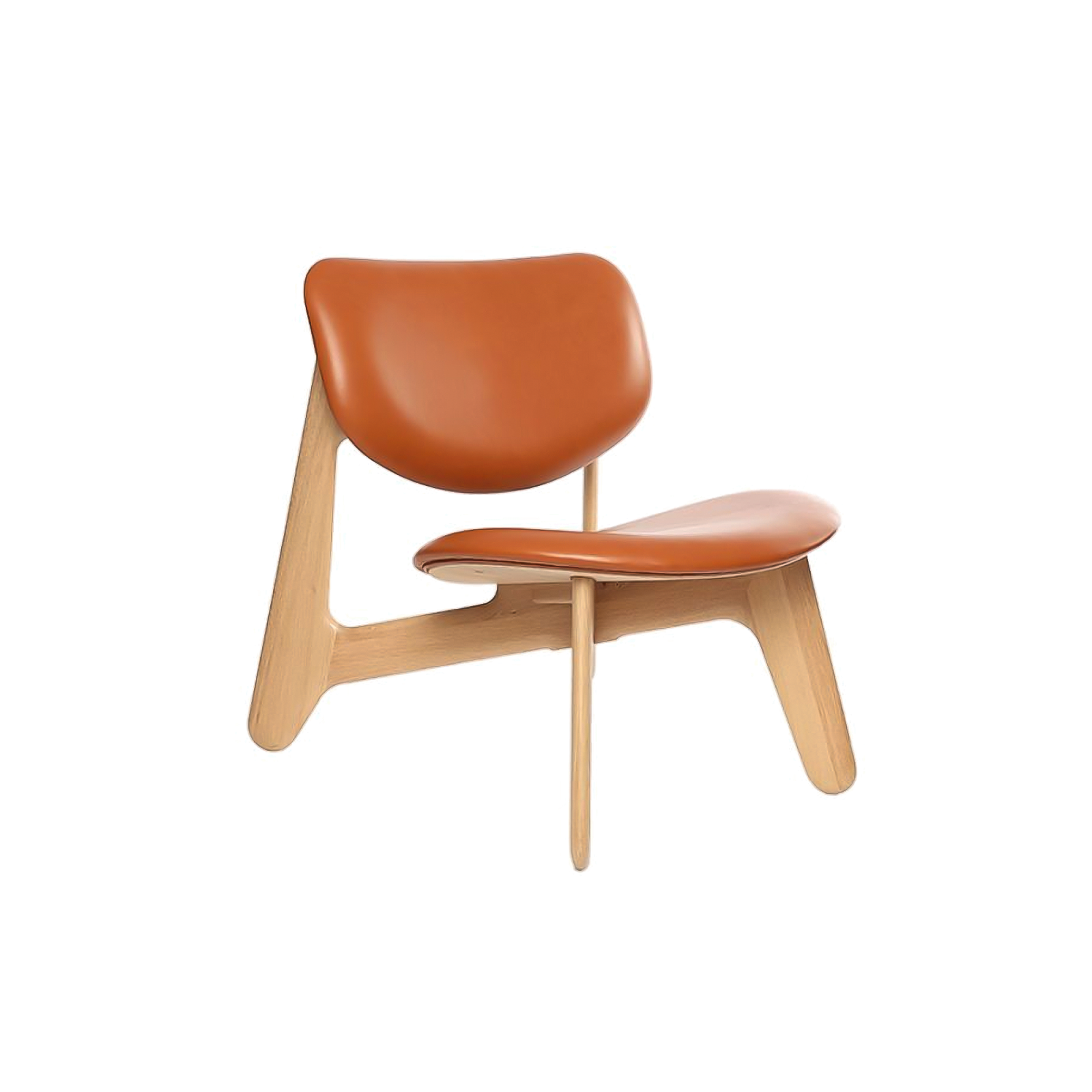 Slab Lounge Chair Natural Leather, Cognac - Gessato Design Store