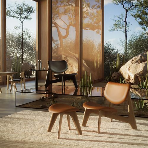 Slab Lounge Chair Natural Leather, Cognac - Gessato Design Store