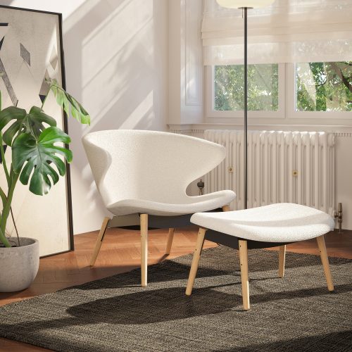 Ella Ottoman with Wood Legs - Gessato Design Store