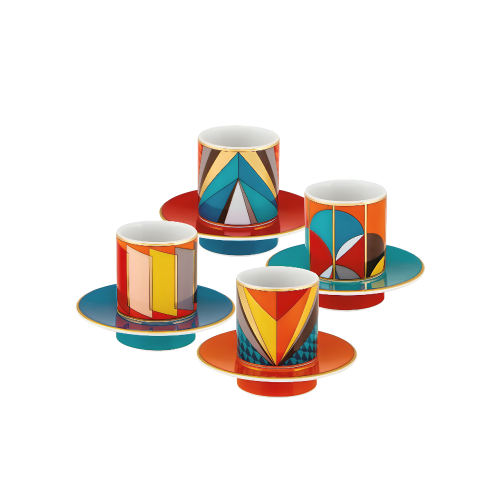 Futurismo Set of 4 Coffee Cups with Saucers - Gessato Design Store