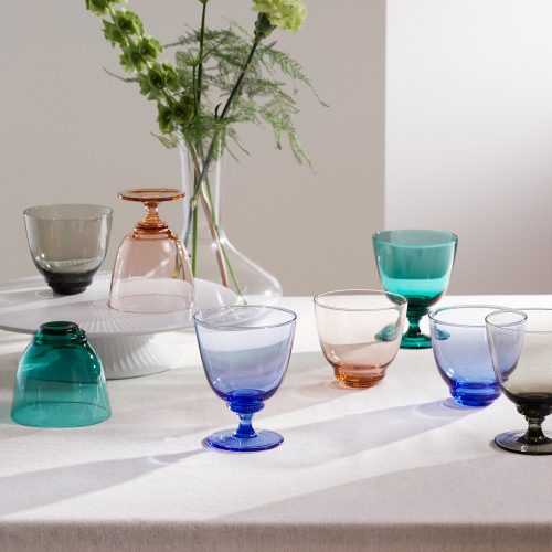 Flow Colorful Glass Tumbler with Stem - Gessato Design Store