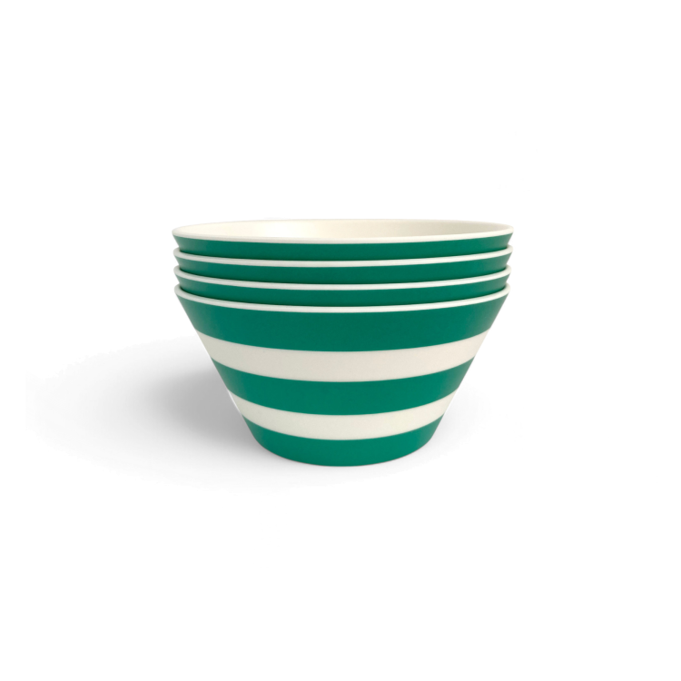 Bowl in Green and White Stripes main image 1