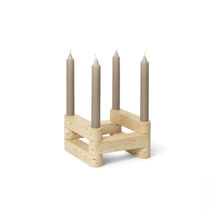 Newel Travertine Candle Holder