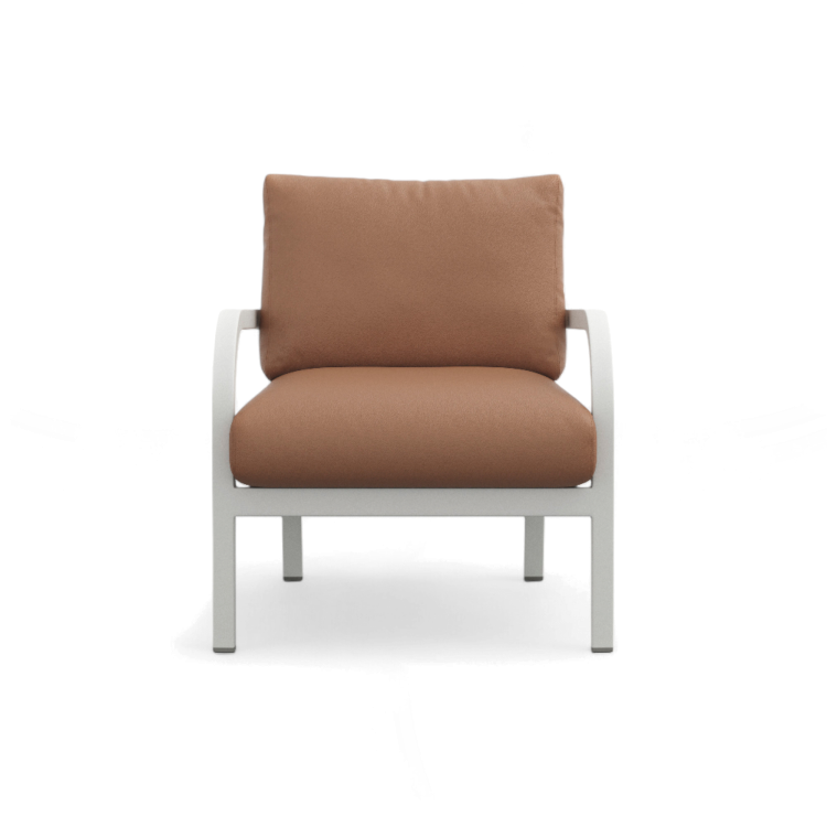 Navy Lounge Armchair — White Grey Frame