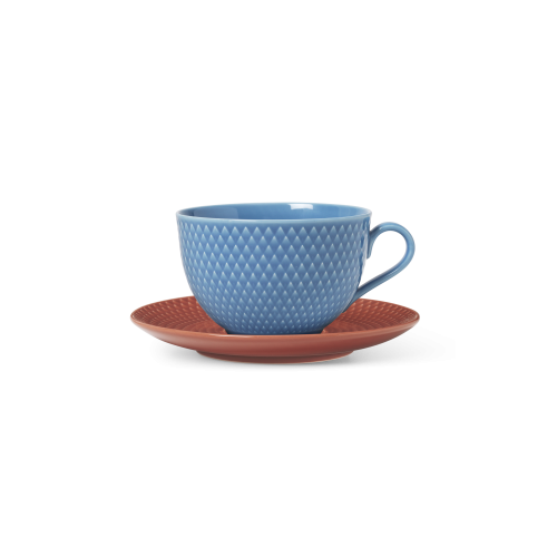 Rhombe Color Tea Cup With Matching Saucer