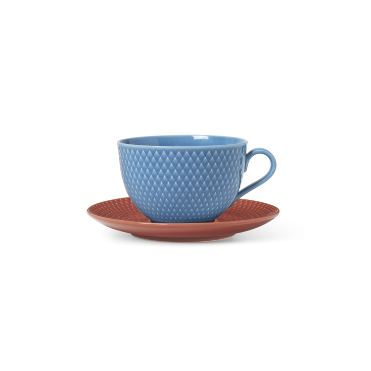 Rhombe Color Tea Cup With Matching Saucer