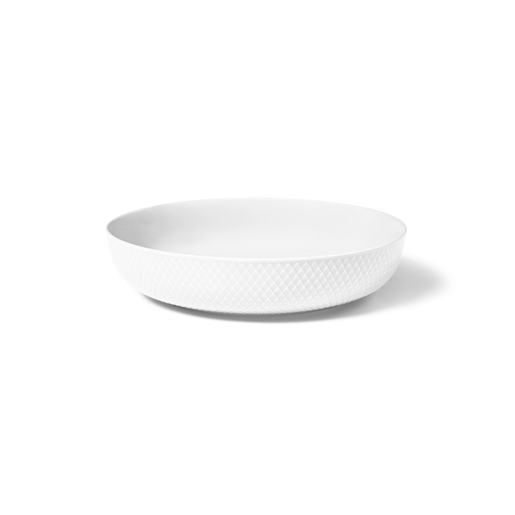 Rhombe Serving Bowl, White, Diam 11.3″