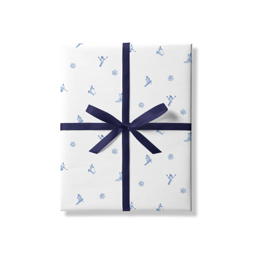 Apres Ski Gift Wrap – White/Blue Skiers