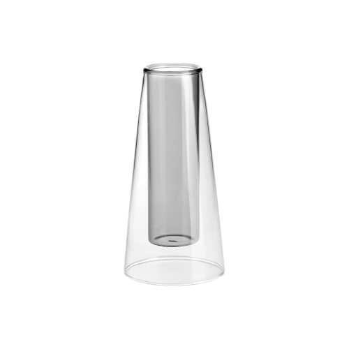 Doublé Small Trapezoid Double-Wall Glass Vase – Gray