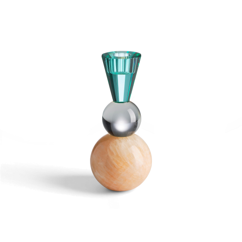 Mar-Ball Glass Candlestick with Marble Base