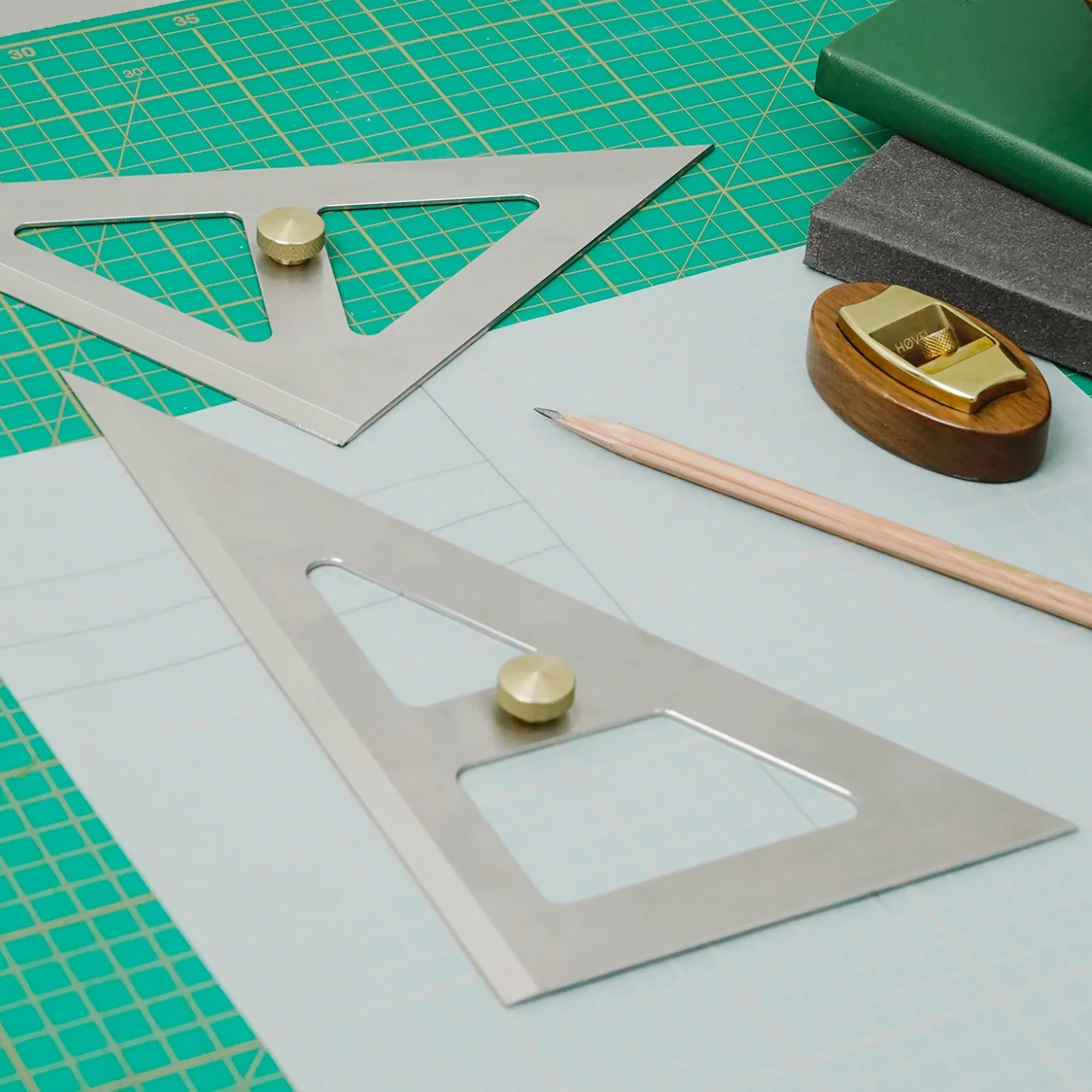 Set Square Sizes Makers Cabinet - Stainless Steel Set Squares – Pair | Gessato Design Store