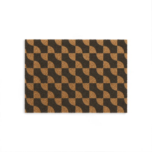 Wavy Checkerboard Coir Doormat