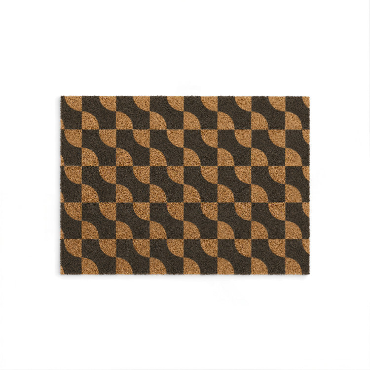 Wavy Checkerboard Coir Doormat
