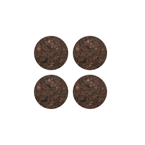 Round Black Cork Coasters, Set of 4