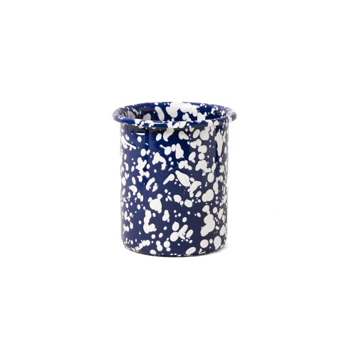 Splatter Enamel Utensil Pot – Blue and White
