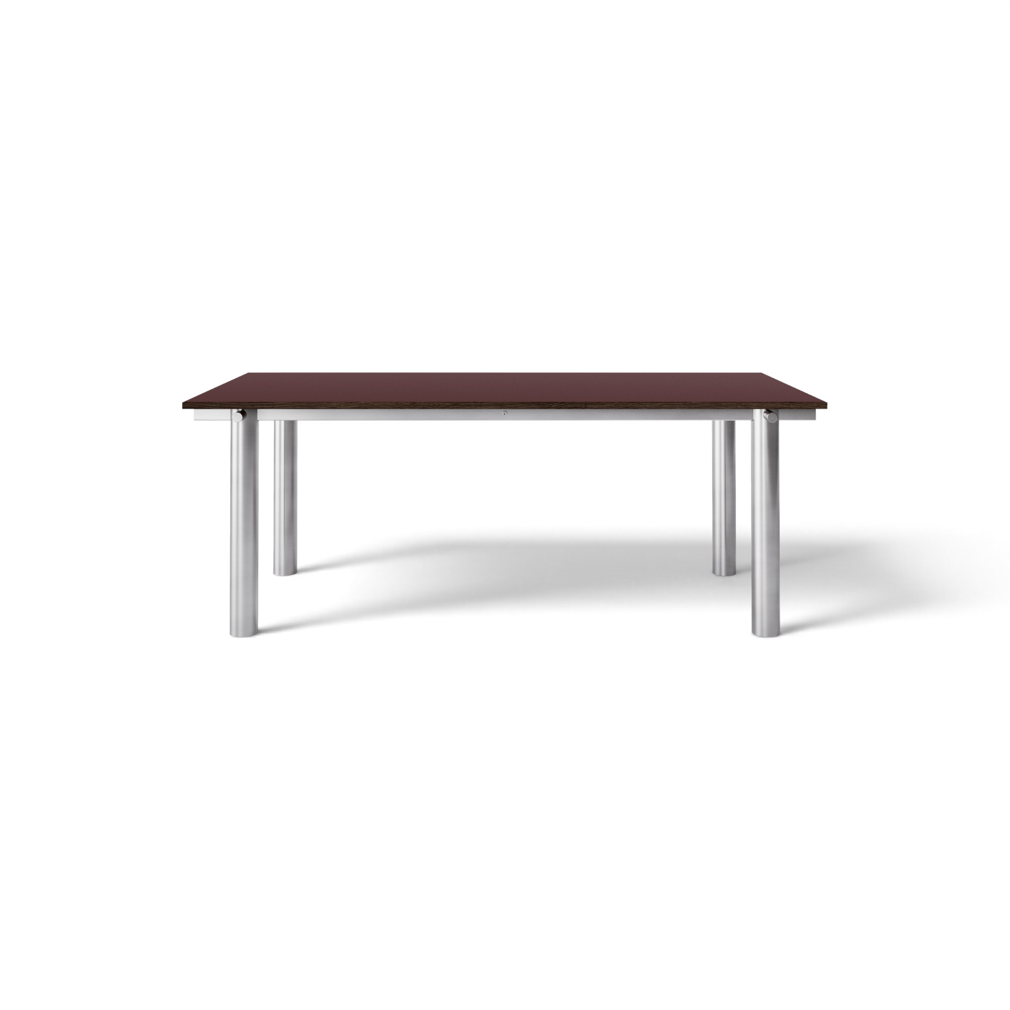  Brushed steel / Burgundy linoleum