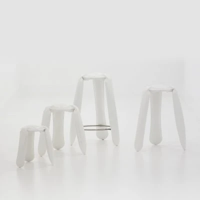 Plopp Inflated Metal Stool, White - Gessato Design Store