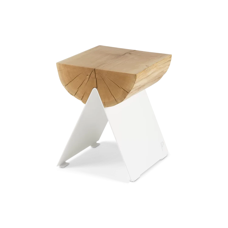 ½ Wooden Stool White - Gessato Design Store