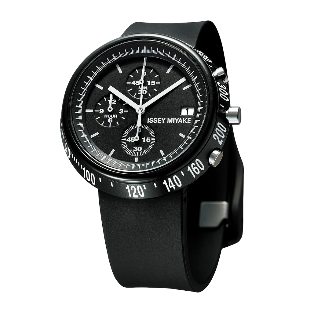 Issey Miyake Trapezoid Black Watch, Steel-0