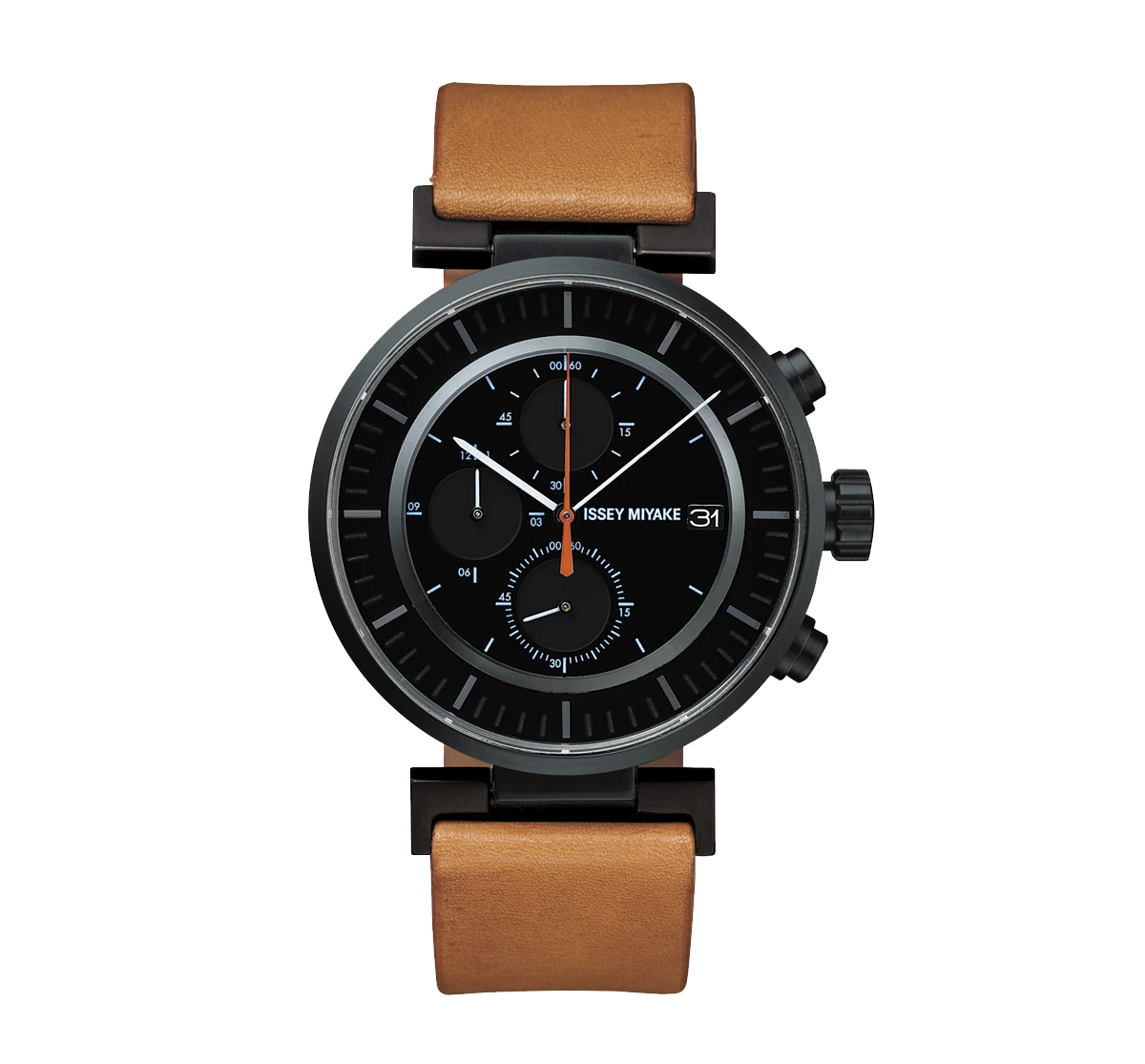Issey Miyake W Black Chronograph Watch, Natural Leather-0