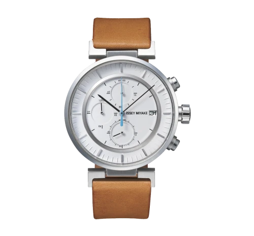 Issey Miyake W White Chronograph Watch, Natural Leather-0