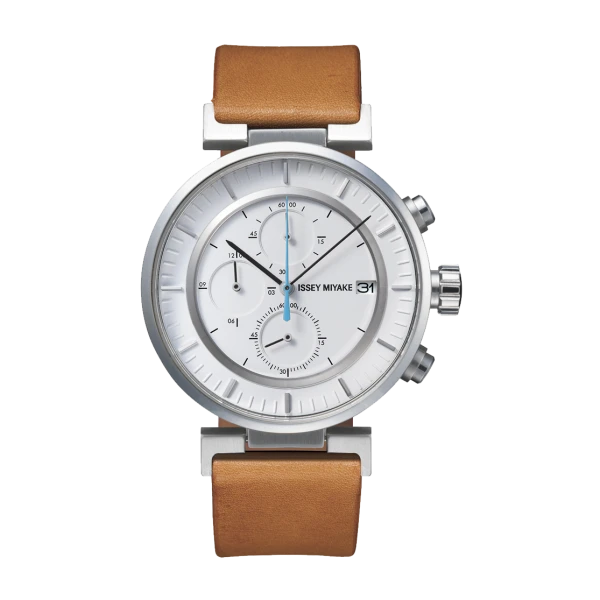 Issey Miyake W White Chronograph Watch, Natural Leather-0