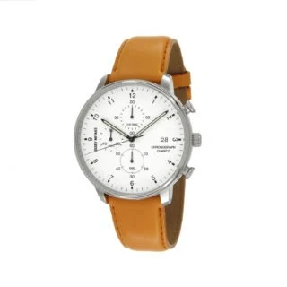 Issey Miyake C White Chronograph Watch, Tan Leather-30701