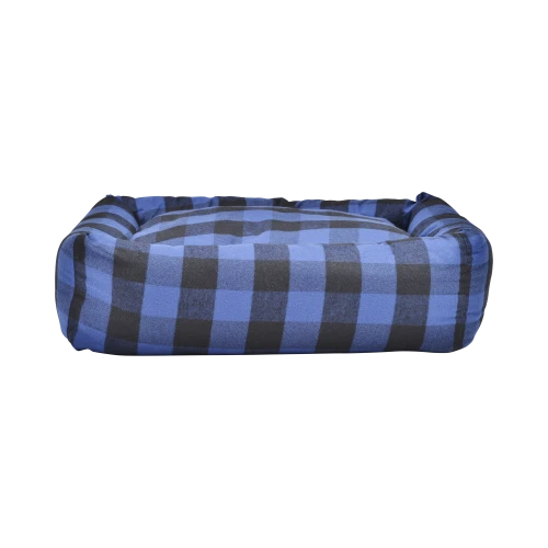 Buffalo Plaid Square Snuggler Bed, Indigo