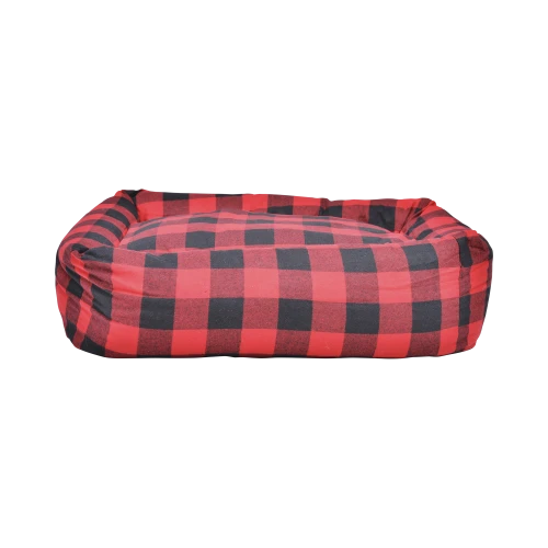 Buffalo Plaid Square Snuggler Bed, Red