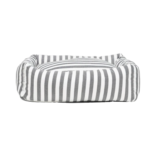 Stripey Soiree Square Snuggler Dog Bed, Charcoal