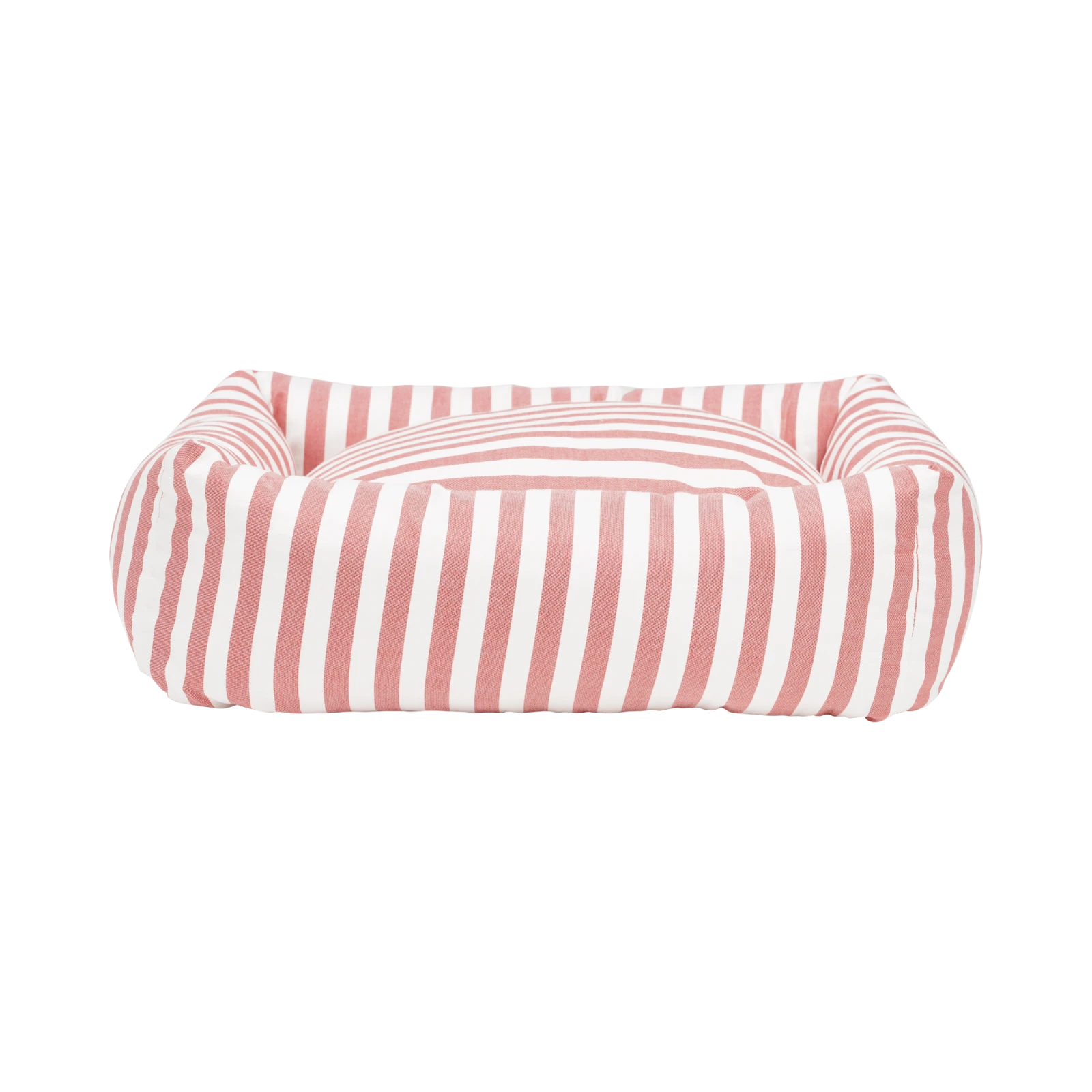 stripey-soiree-square-snuggler-dog-bed-red-1