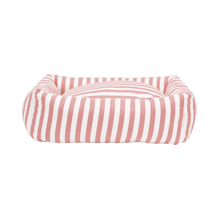 stripey-soiree-square-snuggler-dog-bed-red-1