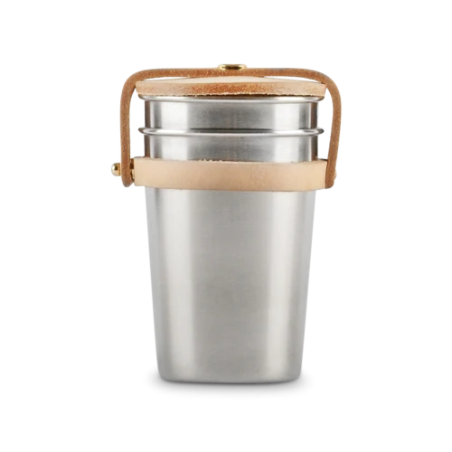 Cup Set, Leather & Steel