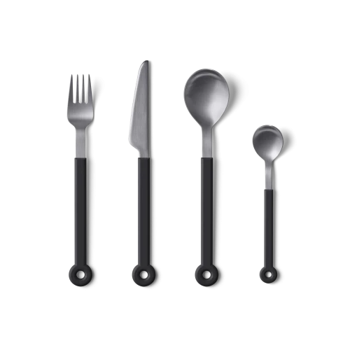 Mono Ring Flatware 4-Piece Set, Black