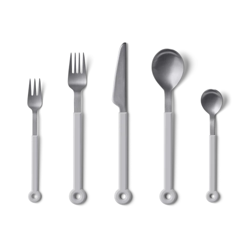 Mono Ring Flatware 5-Piece Set, White