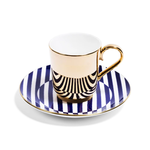 Gold Espresso Cup & Saucer - Superstripe