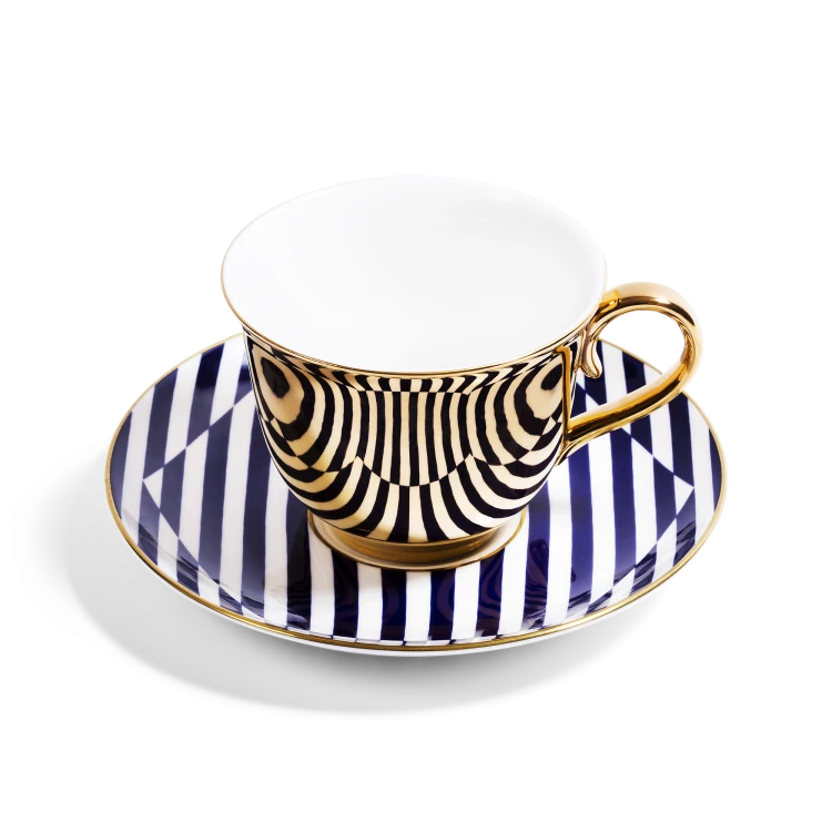 Gold Teacup & Saucer – Superstripe