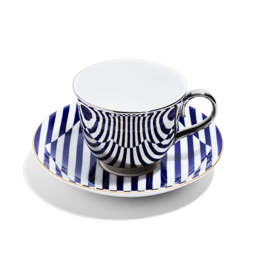 Platinum Teacup & Saucer - Superstripe