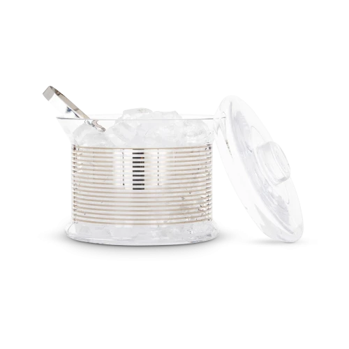 Tank Ice Bucket Platinum Stripe & Tongs
