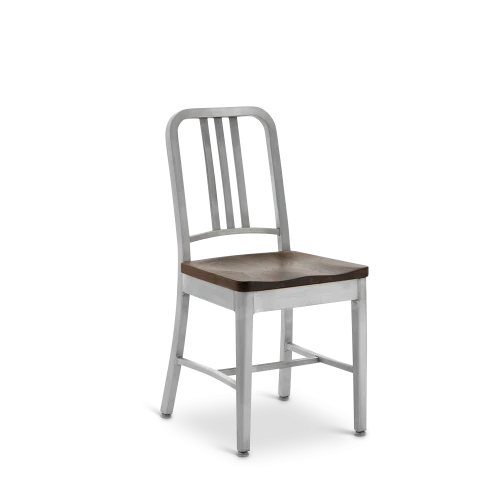 1104 Navy Chair with Natural Wood Seat