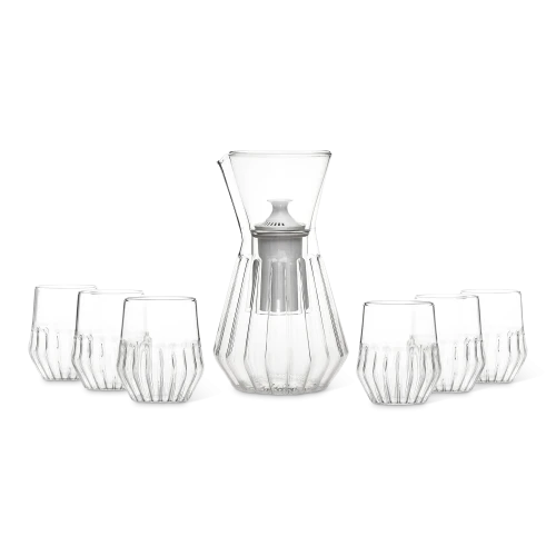 Talise Fluted Decanter with Mixed Glass Set