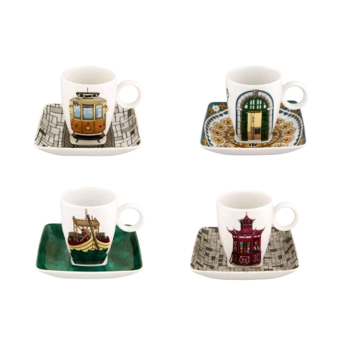 Alma Do Porto Set 4 Coffee Cups and Saucers