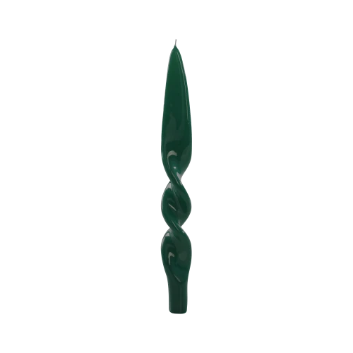Twist Candle, English Green, Set of 2