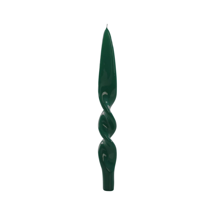 Twist Candle, English Green, Set of 2
