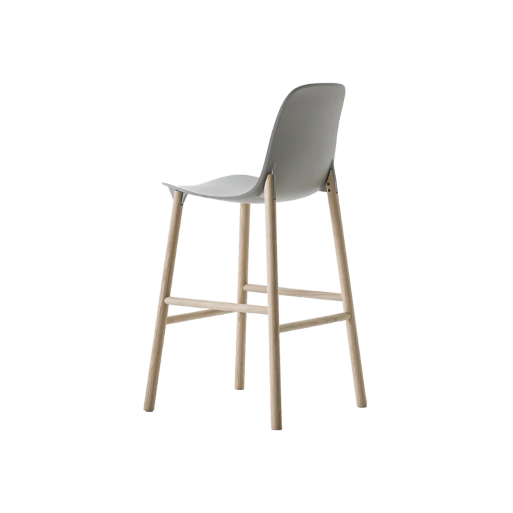 Sharky Bar Stool, Wooden Base High Back